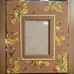 Decorative Lead and Berry Red, Brown and Yellow Picture Frame. 13” 1/2” tall.